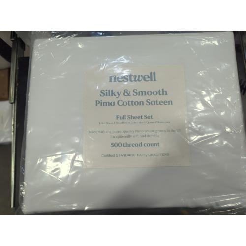Nestwell Pima Cotton 500-Thread-Count Full Sheet Set in White
