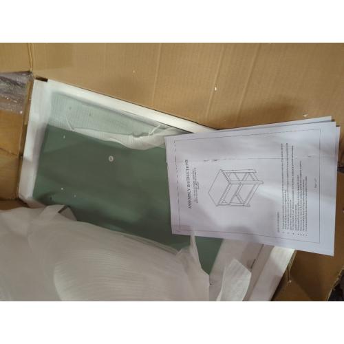 Kings Brand Furniture - Slim Wood Side End Table with Storage Shelves & Pull-Out Tray, Nightstand for Bedroom, Living Room, Ice Blue