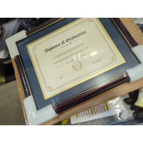 GraduationMall 8.5x11 Diploma Frame with Navy over Gold Mat or Display 11x14 Certificate without Mat,Solid Wood & UV Protection Acrylic,Cherry Finish with Gold Trim