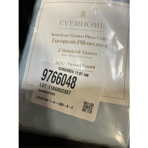 Everhome PimaCott Sateen 800-Thread-Count Standard Pillowcases in Skyway (Set of 2)