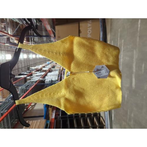 Size medium Langwyqu Women's Wool Spaghetti Strap Sexy V Neck Sweet Cut Crop Top Camisole Yellow