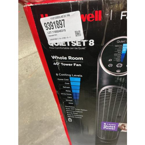 Honeywell QuietSet 40 in. H 8 speed Oscillating Tower Fan Remote Control