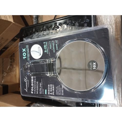 Danielle Creations 5.5-Inch Folding 2-Sided Hand Mirror, 10x Magnification, Acrylic