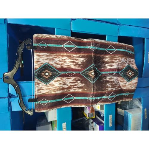 JAWO Western Aztec Bath Mat, Southwest Geometric Pattern Faux Cowhide Red Brown Bathroom Rug, Cow Print Non Slip Bathtub Mat Modern Art Bathroom Accessories Shower Mat Kitchen Rug (17X48)