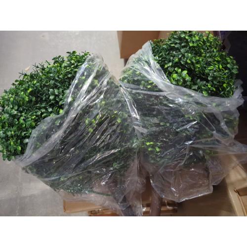 27.2 Artificial Boxwood Topiary Set of 2 with Spike, Fake Plants Boxwood Balls Greenery Bushes, Uv Resistant Artificial Outdoor Plants Shrubs for Front Porch Decor, Home Faux Plants Indoor