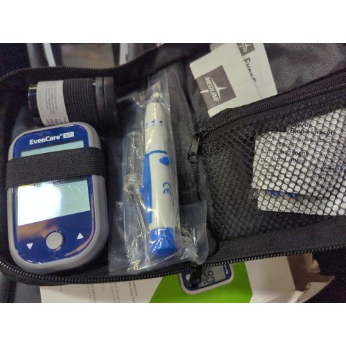 Medline EvenCare G2 Blood Glucose Monitor Starter Kit, Diabetic Care, 6 Sec Results, General Purpose Lancing Device & Lancets, Test Strips, Batteries, Guide, Carrying Case, Logbook, Voice Guidance