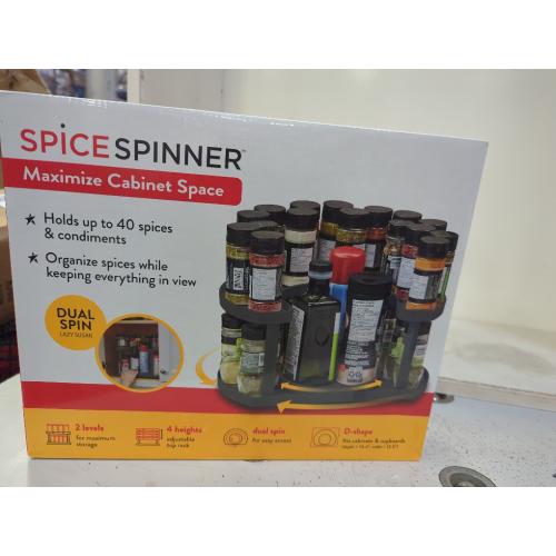 2-Tier Spice Rack Organizer for Cabinet | Rotating Lazy Susan Spice Organizer Holds 40 Spice Jars | Countertop & Pantry Spice Shelf for Kitchen Organization & Storage (White)