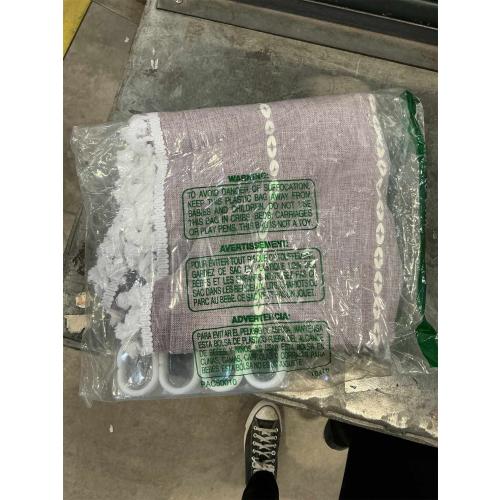 BTTN Boho Farmhouse Shower Curtain, Linen Rustic Weighted Striped Fabric with Tassel, Water Repellent, Modern Bohemian Vintage Country Cloth for Bathroom, Lavender, 72x72