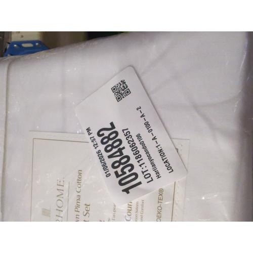 Everhome PimaCott Sateen Embroidered 800-Thread-Count King Sheet Set in White/Peyote