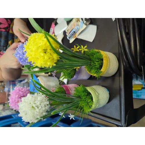 Velener 4PCs Fake Flowers in Vase, Babys Breath Artificial Flowers Indoor, Fake Potted Plants, Hydrangeas, Desk Plants for Home Indoor Bathroom Kitchen Shelf Office Decor(Plastic Vase)