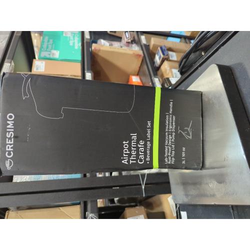 Cresimo Coffee Carafe for Keeping Hot 102oz Airpot Coffee Dispenser with Pump & Stainless Steel Table Tent Signs - 3L Airpots for Hot Beverages - Easy-to-use Insulated Coffee Carafe & Beverage Labels