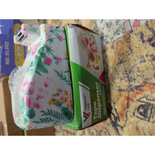 VIBRANZ-LAB Cute Tape Dispenser Desk Cute Home Office Desk Supplies Fun Desk Accessories Floral Tape Dispenser Cute Office Supplies for Women Desk Weighted Non-Skid Non-Slip Base Tape Dispensers