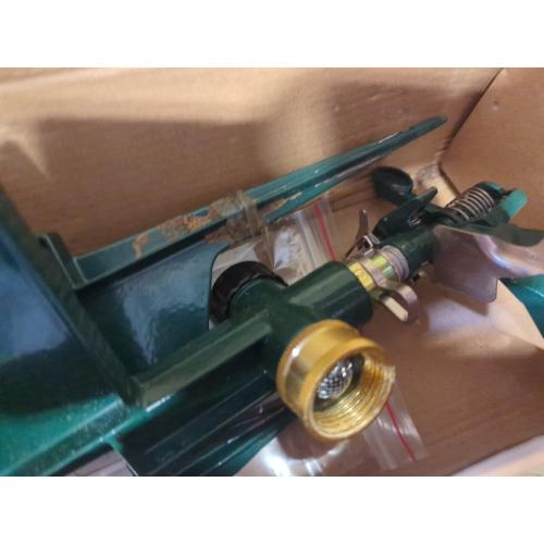 2 Pack Impact Sprinkler Head on Metal Step Spike, Heavy Duty Zinc Alloy Lawn Sprinkler, Adjustable Coverage Nozzle on Sturdy Spike Base, 360 Degree Large Area Irrigation, Green