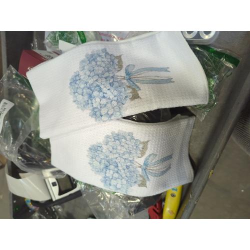Blue Hydrangea Bow Decorative Hand Towels for Bathroom Washroom Set of 2, Hydrangeas Gifts, Hydrangea Decor for Bathroom Kitchen, Flower Floral Hydrangeas Kitchen Towels, 16x24 Inch