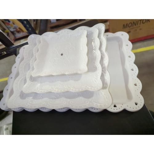 6 Pieces Cupcake Stand Set with 2 x 3 Tier Cupcake Stands, 3 x Appetizer Trays, 1x Tongs, Dessert Table Display Set for Wedding Birthday Baby Shower Tea Party (Square)