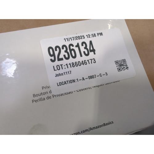 Size , 1-3/8” to 1-3/4”, Satin Nickel Amazon Basics Bedroom/Bathroom Door Knob With Lock, Coastal, 1-3/8” to 1-3/4”, Satin Nickel