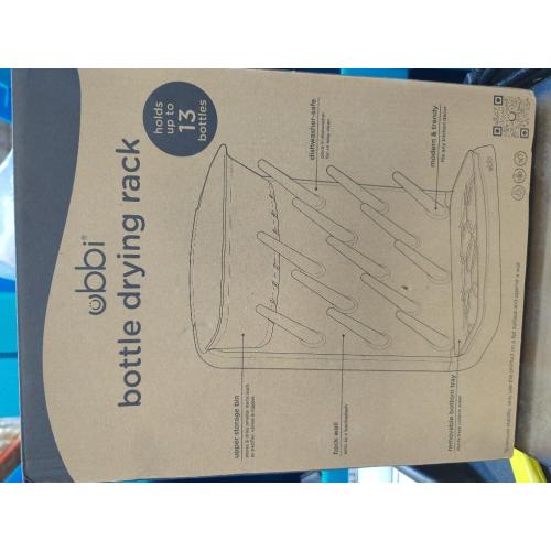 Ubbi Vertical Baby Bottle Drying Rack, Space Saving Countertop Drying Rack Baby Accessory, Gray