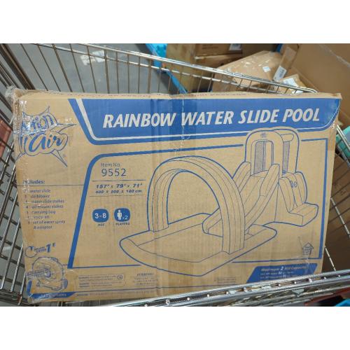 157x79x71 Action Air Inflatable Water Slide, Bounce House with Slide for Wet and Dry, Kids Backyard Waterpark for Summer Fun, Rainbow Splash Pool for Age 3-8, Love for Kids