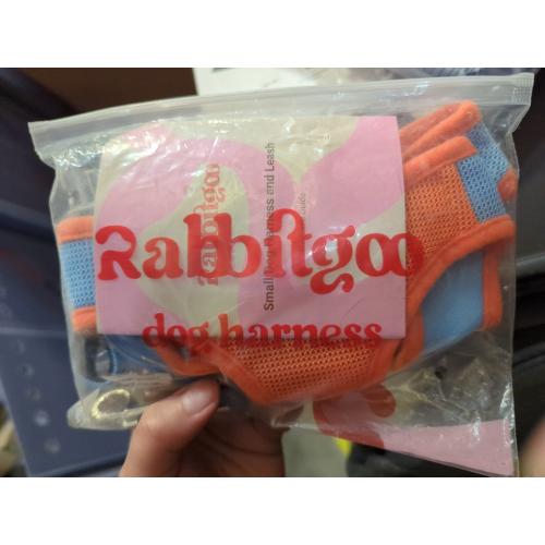 Size M rabbitgoo Dog Harness Small Sized and Leash Set, Step in Soft Light Puppy Vest, Breathable Mesh Pet Harness, Reflective for Safe Easy Walking, Orange and Blue