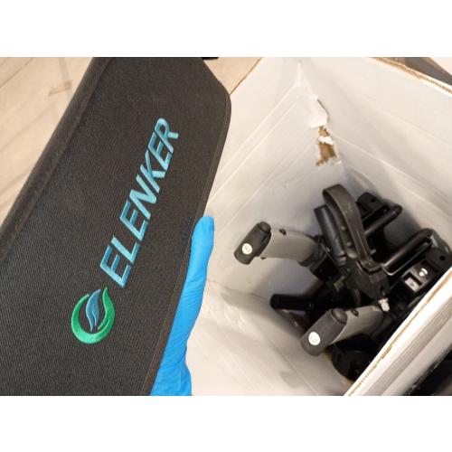 ELENKER Upright Walker, Stand Up Folding Rollator Walker with 10” Front Wheels Backrest Seat and Padded Armrest for Seniors(Carbon Fiber Black)