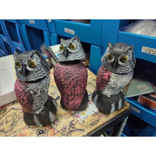 Owl Decoy 360 Rotate Head, Scarecrow Fake Owls Natural Enemy Realistic Owls to Scare Birds Away