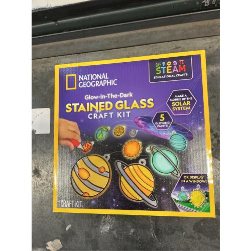 NATIONAL GEOGRAPHIC Kids Window Art Kit - Stained Glass Solar System Arts & Crafts Kit with Glow in The Dark Planets, Use as Window Suncatchers, Hanging Decor from Ceiling, Mobile, Space Room Decor