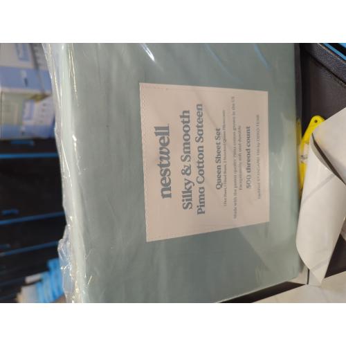 Nestwell Pima Cotton Sateen 500-Thread-Count Queen Sheet Set in Starlight Blue