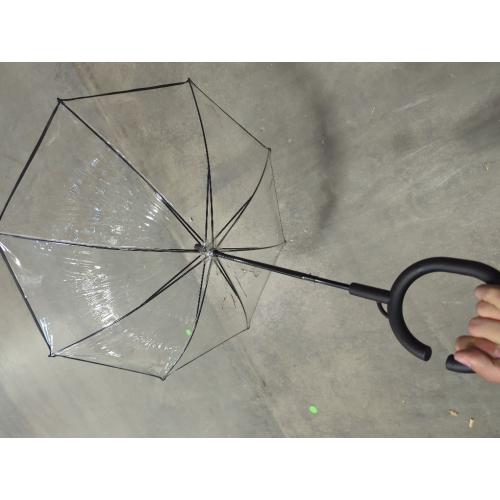 Pet Dog Transparent Umbrella, Clear Folding Adjustable Leash, Keeps Pet Dry in Rain (C Hook)