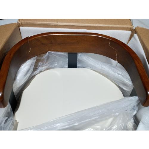 Drees Swivel Upholstered Counter & Bar Stool with Wood Backrest - Upholstery: Cream Bouclé Polyester ( broken the wood see the pictures)