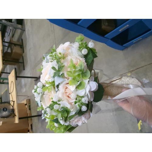 Wedding Bouquets for Bride Bridesmaid,Large Big Bridal Bouquet White Champagne Ivory Artificial Fake Silk Roses Flowers for Wedding French Vintage Boho Rustic Church Decoration Toss Bouquet (9.5in(L))