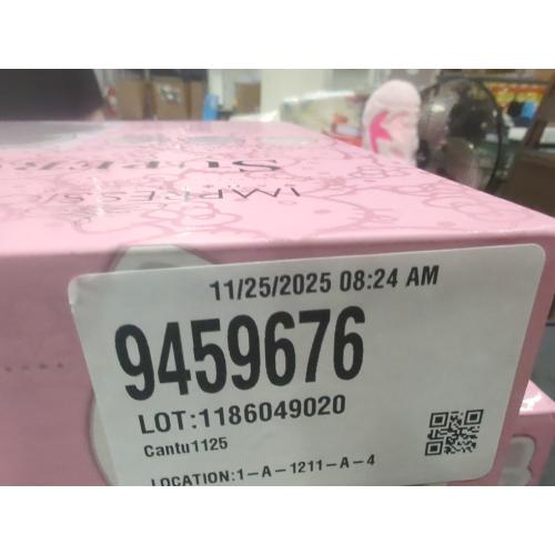 Impressions Vanity Supercute Hello Kitty Tabletop Desk Mirror with Lights and Touch Sensor Switch, Adjustable Tri Tone LED Lighted Makeup Mirror with Hidden Extendable Tray and Phone Holder