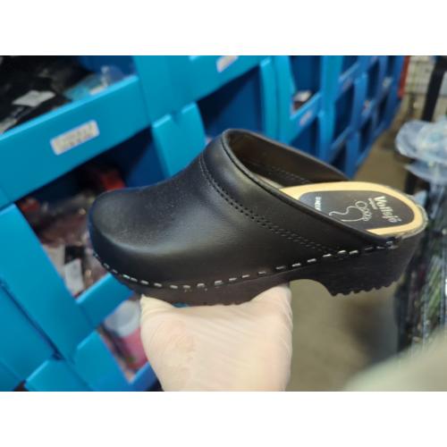 Size 6...Vollsjo Women's Genuine Leather Wooden Clogs Made in EU