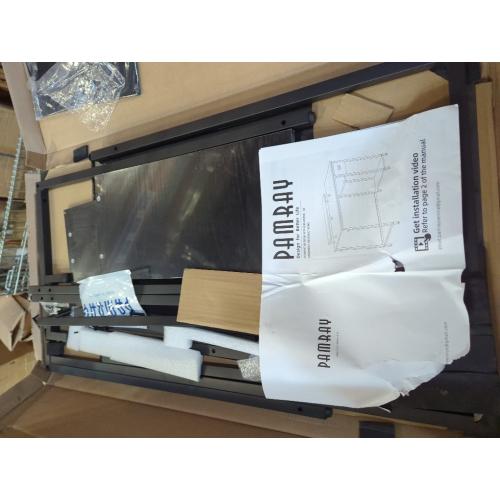 Pamray 39 Inch Computer Desk with Monitor Stand Small Home Office Desks with Non-Woven Storage Drawer for Bedroom Study Table Writing and Work Desk Black