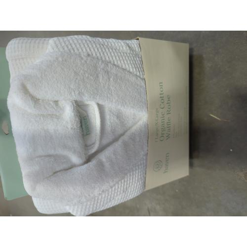 Haven Waffle Large/X-Large Organic Cotton Robe in White