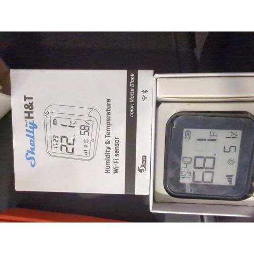 Shelly H&T Gen3 Black | Wi-Fi and Bluetooth Smart Temperature & Humidity Sensor with Remote App Control & Monitoring | Smart Scenes | Notification Alerts | LCD Display | Free Data Storage Export