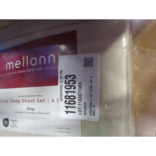 Mellanni Extra Deep King Sheets - 4 PC Iconic Collection Bedding - Hotel Luxury, Ultra Soft, Cooling Bed Sheets - Wrinkle, Fade, Stain Resistant (King, Beige)