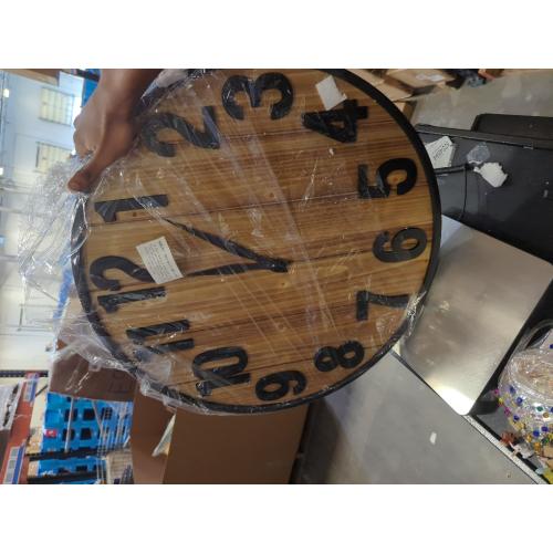 Montoire 24 Inch Wooden Farmhouse Wall Clock Large, Extra Large for Living Room Decor - Big Oversized Rustic Round Decorative Clocks for Walls, Battery Operated