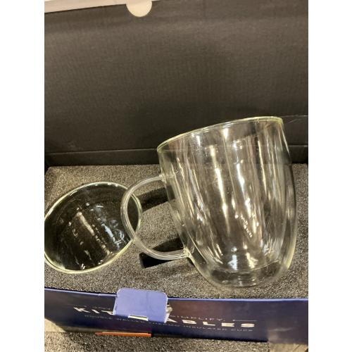 Kitchables Double Walled Glass Coffee Mugs Set of 2, 12oz - Insulated Glass Coffee Mugs for Cappuccino, Latte, Tea, Espresso - Latte Cup - Tazas Para Cafe