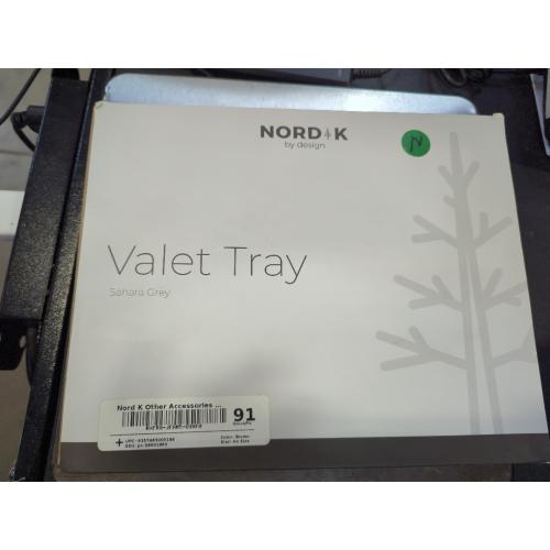 Nordik Leather Valet Tray - Sand Brown - Premium Vegan Leather Stylish and Organised Nightstand Tray for Men - EDC Catchall Tray for Keys, Watch, Wallet, Jewellery - Modern Bedside Caddy
