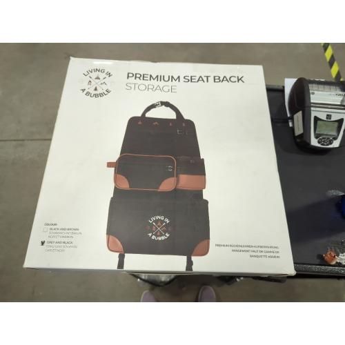 Living in a Bubble Seat back Organizer – Magnetic Toiletry and Cooler Pouch, Cordura Car Backseat Storage with Device Holder & Hooks, Multi-Compartment Utility Bag for Campervans & Family Travel