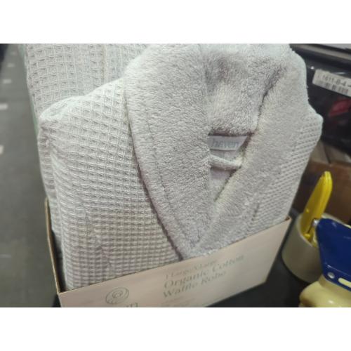 Size Large/X-Large color Grey Haven Waffle Large/X-Large Organic Cotton Robe in Lunar Rock