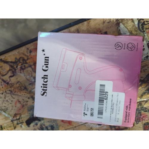 clothes stitch gun tagging gun for clothing for clothes，Single needle mini clothing embroidery sewing gun，the stitchy quick stitch sewing gun for clothes ，6-pin label gun and 2000 fasteners（Pink）