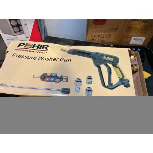 POHIR Pressure Washer Gun 3600 PSI with 3/8'' Swivel Quick Connect Extension Wand, M22 15mm and M22 14mm Fitting 30 Inch 7 Nozzle Tips, Yellow