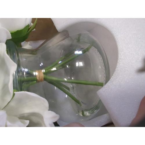 Hollyone Fake Flowers White Peonies Artificial Flowers Faux Flowers with Vase Peony Silk Flower Arrangements in Glass Vase with Faux Water for Home Decor Bathroom Table Centerpiece Shelf Decorations