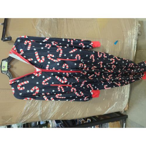 KMBANGI Women XL Christmas One Piece Pjs Hooded Fleece Jumpsuit with Pocket Zipper Romper Printed Pajamas Holiday Sleepwear