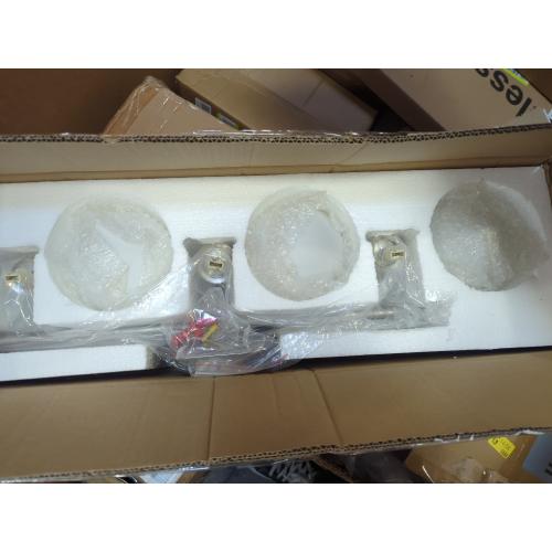 Brushed Nickel Bathroom Vanity Light Fixtures 3 Lights Milk White Glass Globe Shade Modern Wall Sconce Lighting Bath Vanity Lights Bar Over Mirror (Exclude G9 Bulb)