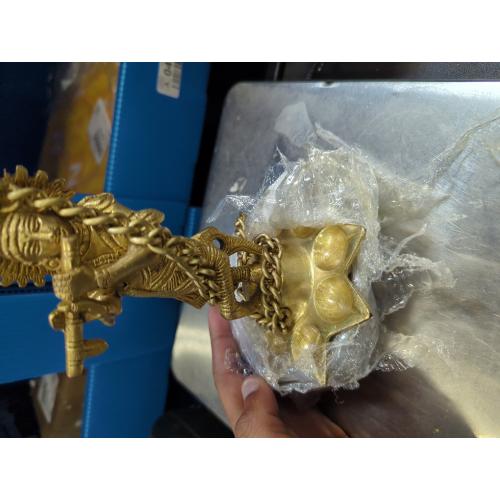 LOVENSPIRE Brass Krishna Wall Hanging Diya with Bells & Chain Krishna Hanging Idol Oil Lamp Home Temple Mandir Office Diwali Decor Kathu Vilakku Puja Diyas - Deepawali Housewarming Return Gifts