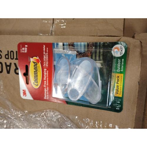 4 packs,2 lb. Medium Clear Outdoor Window Hook Value Pack (5 Hooks, 6 Water Resistant Strips)