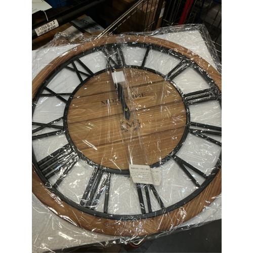 Montoire 24 Inch Wooden Farmhouse Wall Clock, Extra Large for Living Room Decor - Big Rustic Wood Large Round Wall Clock 24 Inches or Larger, Battery Operated with Decorative Roman Numerals