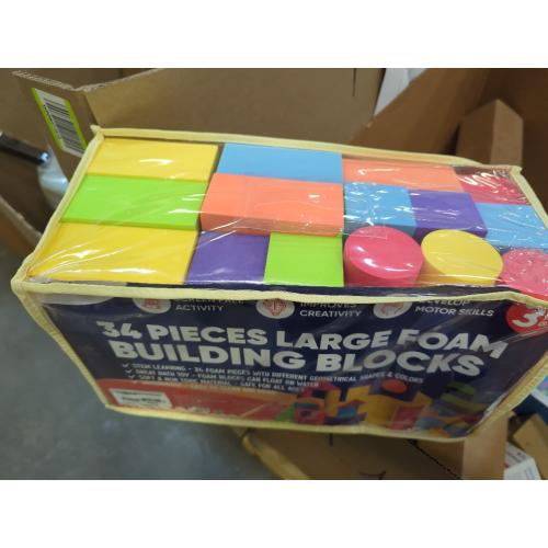 Set of 34 Large Foam Blocks for Toddlers - Stacking Soft Blocks for Kids with Shapes & Colors Learning - Construction Building Preschool Toys - Soft Toy for Daycare Toddlers 3-5 & Above